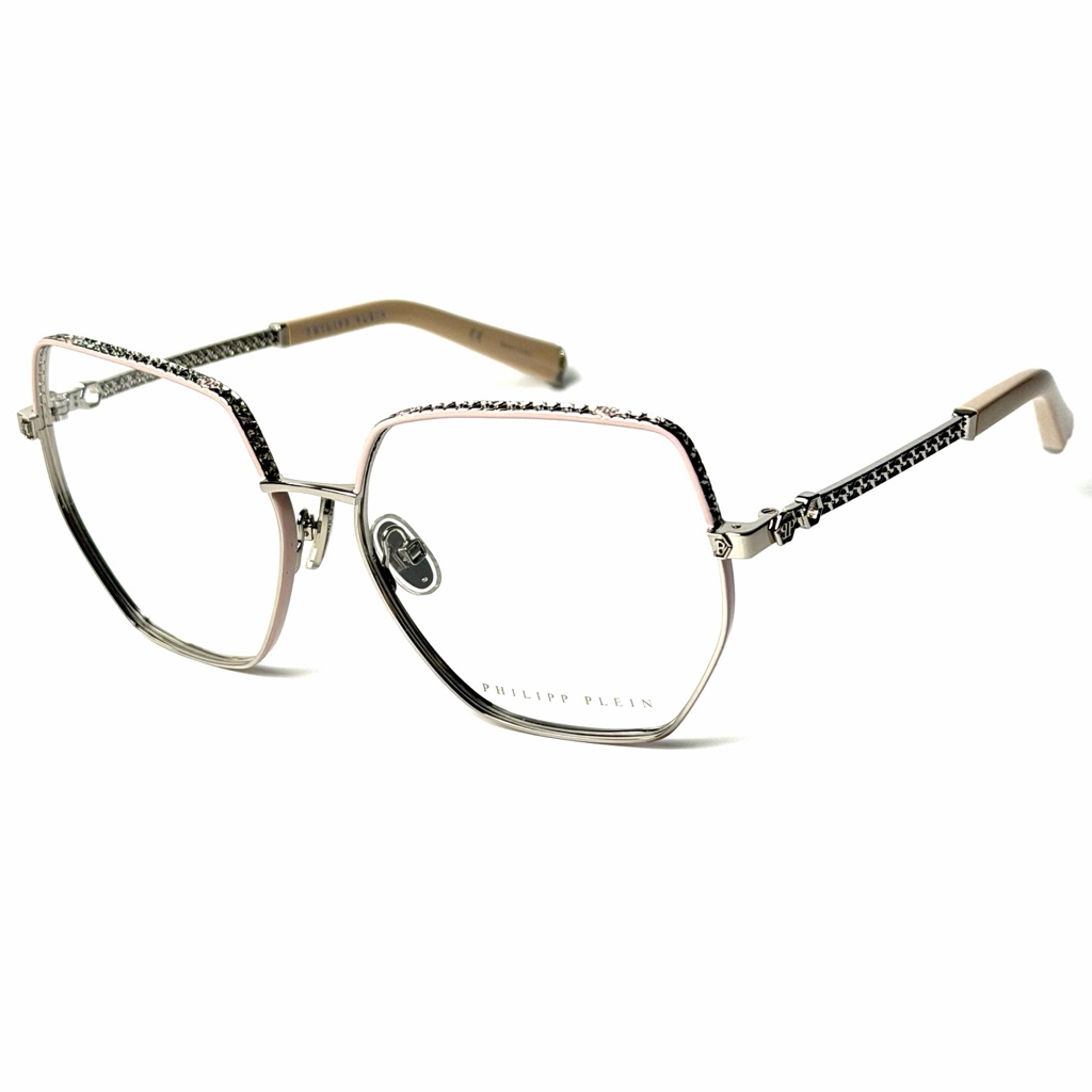 Philipp Plein Vpp 054 S 0s31 Authentic Beige Silver Eyeglasses Nwt